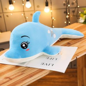 Dauphin peluche bleu aux yeux brillants