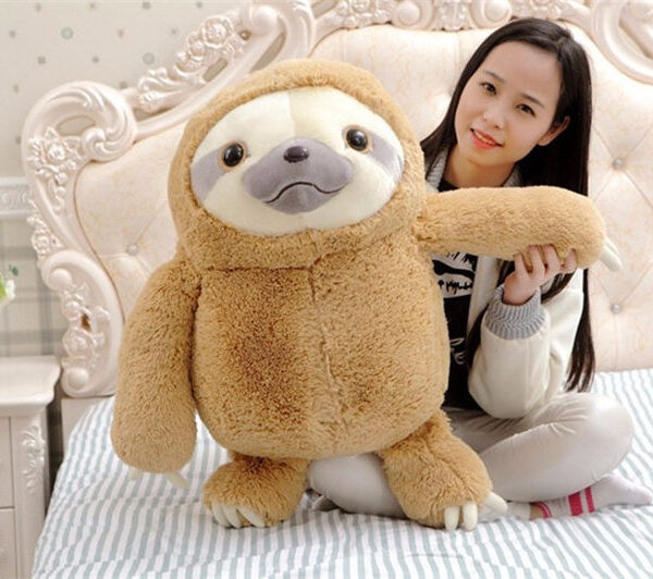 Grosse peluche paresseux marron et marrante