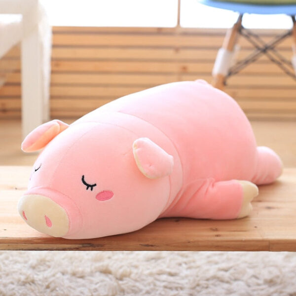 Peluche géante bébé cochon endormie et moelleuse