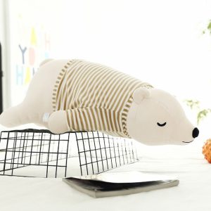 Peluche ours polaire en hibernation ultra moelleux
