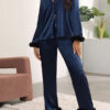 Pyjama Bleu Marine Pour Femme En Satin "Rêverie Nocturne"