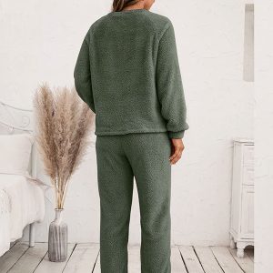Pyjama Chaud Pour Femme en Flanelle Vert Sauge « Eden Polaire »