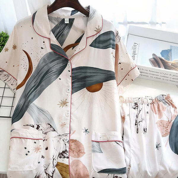 Pyjama Chemise Pour Femme 2 Pièces "Rayon De Lune"