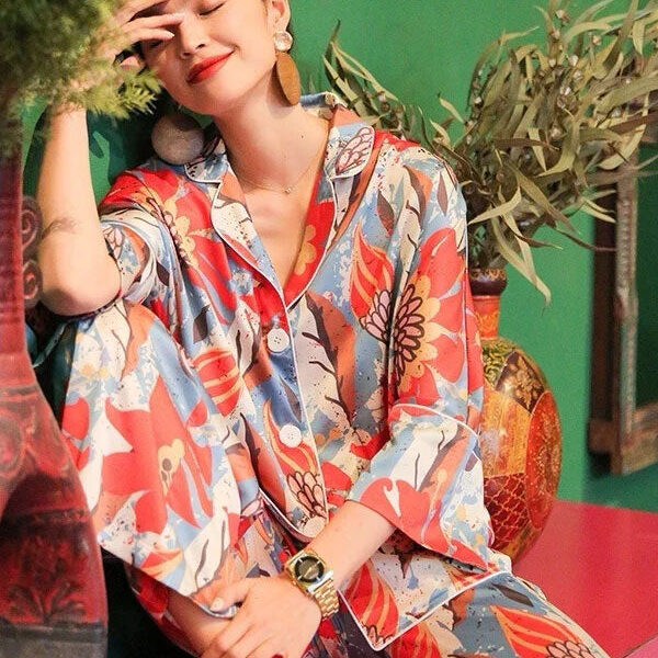 Pyjama en Satin Pour Femme "Lueur d'Été"