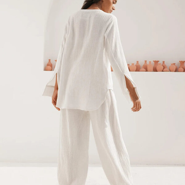 Pyjama Pour Femme En Coton Blanc "Sillage de Lys"