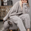Pyjama Pour Femme en Polaire Grise "Flocon de Douceur"