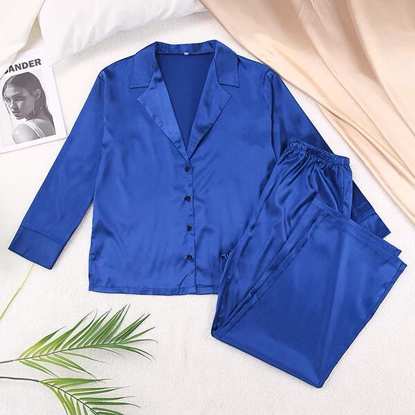 Pyjama En Satin Bleu Pour Femme "Étoile Nocturne"