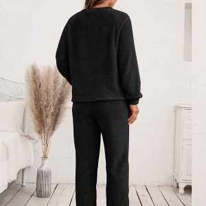 Pyjama Noir Tout Doux Pour Femme « Eden Polaire »
