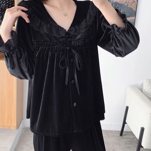 Pyjama En Velours Noir "Berceuse d'Étoiles"