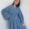 Pyjama Kimono Bleu Pour Femme "Murmure d'Océan"