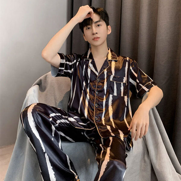Pyjama Original Pour Homme En Satin "Horizon Nocturne"