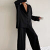 Pyjama En Satin Noir Pour Femme "Brise de Nuit"