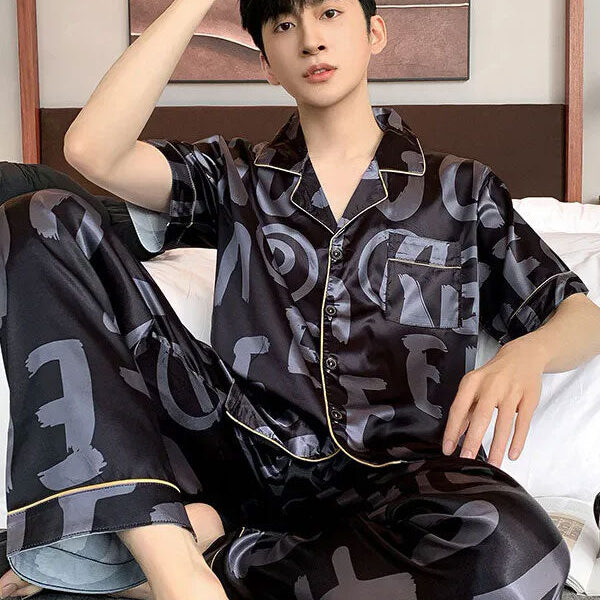 Pyjama En Satin Pour Homme "Rêveur Urbain"