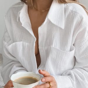 Pyjama Blanc En Coton Pour Femme « Orchidée de Nuit »