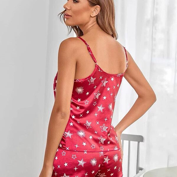 Pyjama En Satin "Rouge Etoilée"