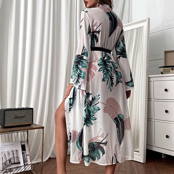 Robe de Chambre pour Femme Imprimé Plumes "Tendre Matin"