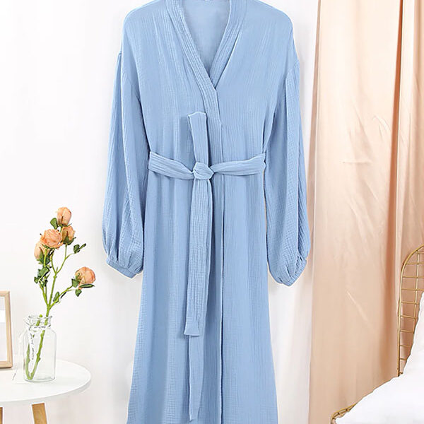 Robe de Chambre en Coton "Chaleur Douce" Bleu Ciel