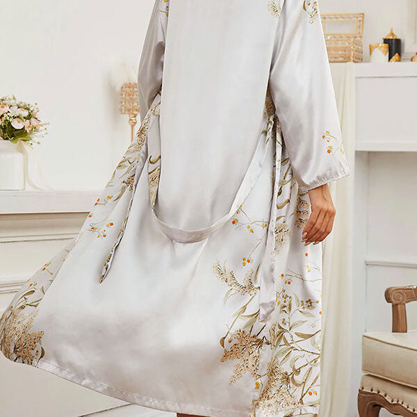 Robe de Chambre Longue Pour Femme 2 Pièces "Cocon de Satin"