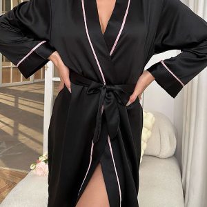 Robe de Chambre Noir Pour Femme « Tendresse Matinale »