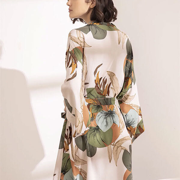 Robe de Chambre en Satin pour Femme "Paradis Palmier"