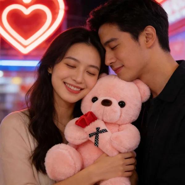 Adorable ours en peluche rose